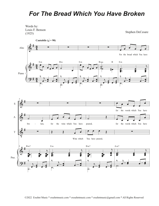 For The Bread Which You Have Broken (SATB)