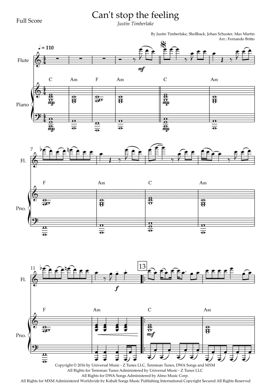 Can't Stop The Feeling! (arr. Fernando Britto)