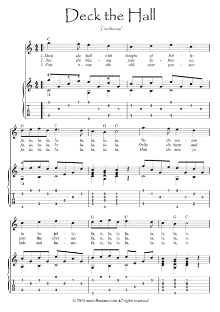Deck the Hall Christmas Carol Flute guitar duet (arr. PianoSheetNow)