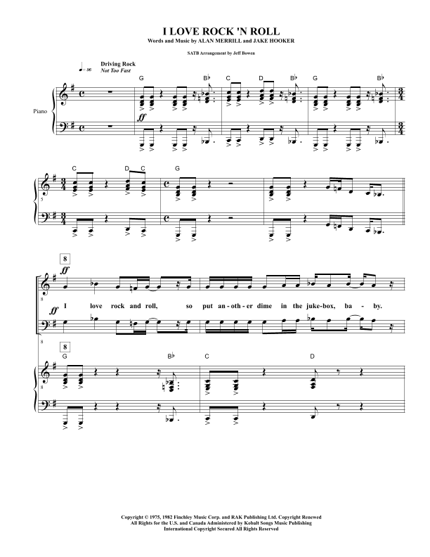 I Love Rock 'n Roll (arr. Jeffrey Bowen)