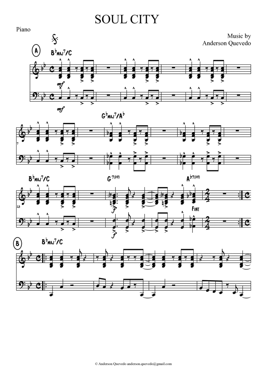 Soul City by Anderson Quevedo - Jazz Funk for Piano