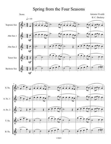 Spring from the Four Seasons (Sax Quintet) (arr. B. C. Dockery)