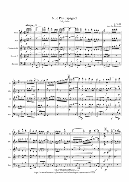 Fauré: Dolly Suite Op.56 Mvt.6 Le Pas Espagnol - wind quintet (arr. Ray Thompson)