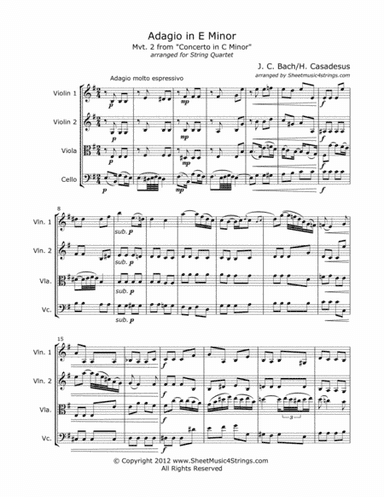 Casadesus, H. - Adagio in E Minor for String Quartet (arr. Linda M. Scott)