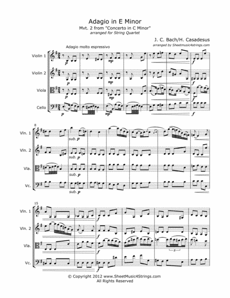 Casadesus, H. - Adagio in E Minor for String Quartet (arr. Linda M. Scott)