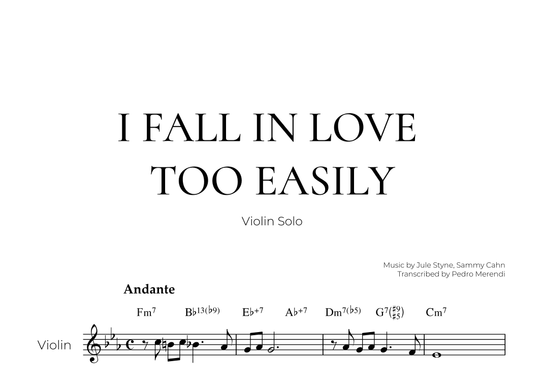 I Fall In Love Too Easily (arr. Pedro Merendi)