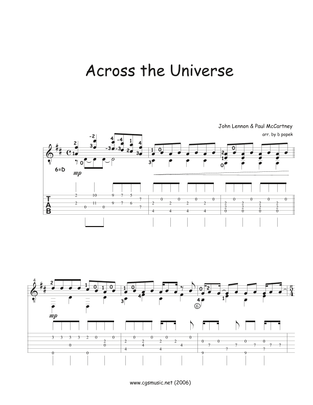 Across The Universe (arr. b popek)