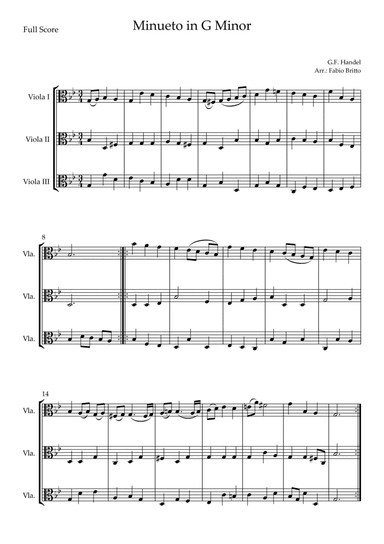 Minueto in G Minor (G.F. Handel) for Viola Trio (arr. Fabio Britto)