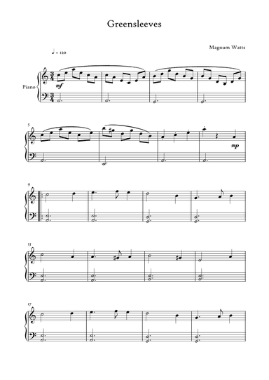 Greensleeves (arr. Magnum Watts)