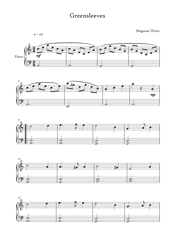 Greensleeves (arr. Magnum Watts)