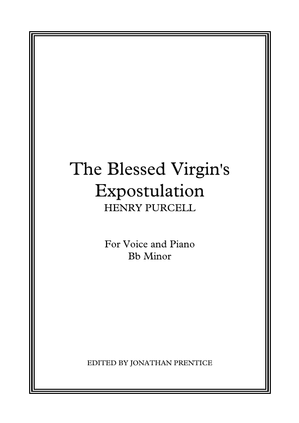The Blessed Virgin's Expostulation (Bb Minor) (arr. Jonathan Prentice)
