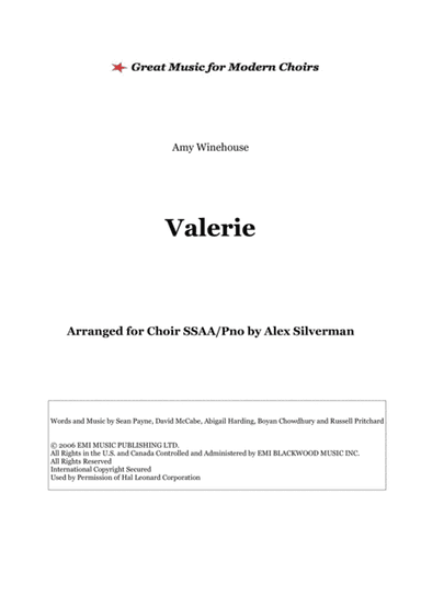 Valerie (arr. Red Star)