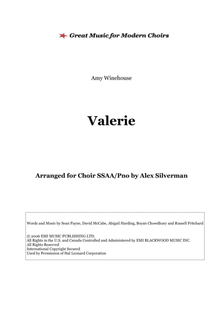 Valerie (arr. Red Star)