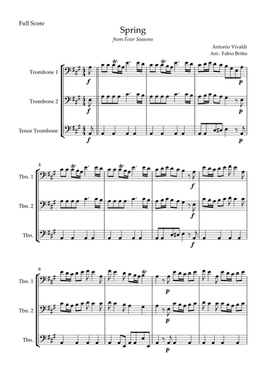 Spring (from Four Seasons of Antonio Vivaldi) for Trombone Trio (arr. Fabio Britto)