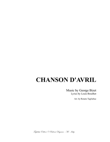 CHANSON D'AVRIL - BIZET - For Soprano e Piano (arr. Renato Tagliabue)