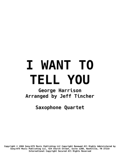 I Want To Tell You (arr. Jeff Tincher)