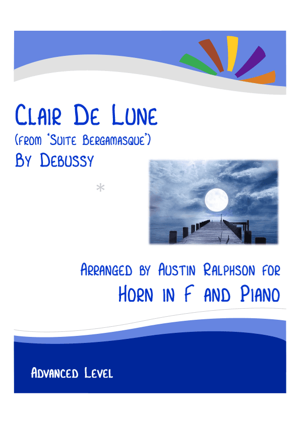 Clair De Lune (Debussy) - horn in F and piano with FREE BACKING TRACK (arr. Austin Ralphson)