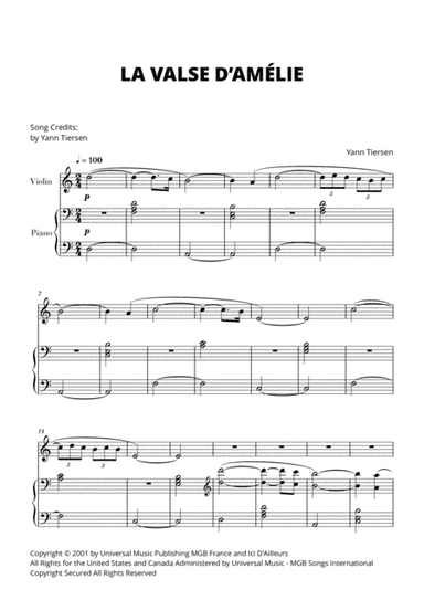 La Valse D'amelie (arr. Cadenza Editions)