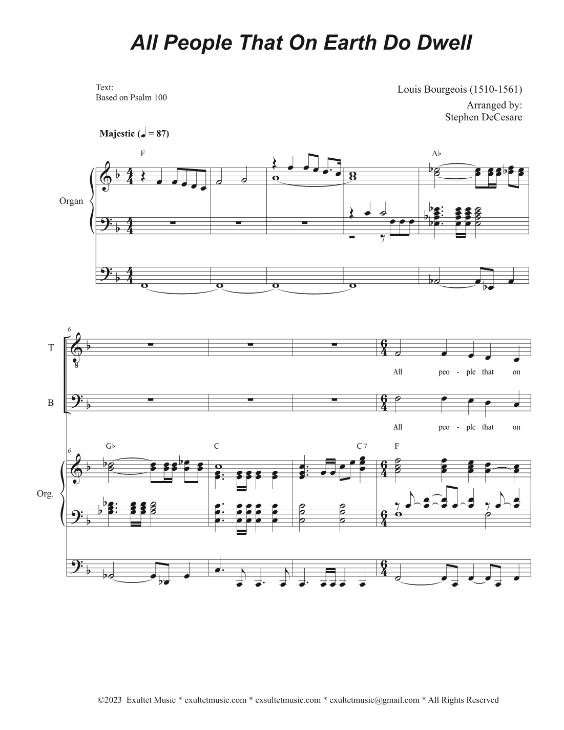 All People That On Earth Do Dwell (Vocal Quartet - (SATB) (arr. Stephen DeCesare)