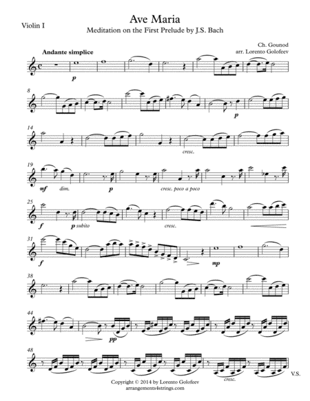 Ave Maria (Meditation on the First Prelude by J.S. Bach) (arr. Lorento Golofeev)
