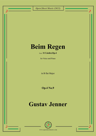 Jenner-Beim Regen,in B flat Major,Op.4 No.9 (arr. OSM Press)