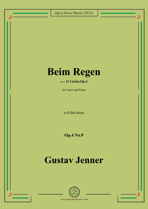 Jenner-Beim Regen,in B flat Major,Op.4 No.9 (arr. OSM Press)