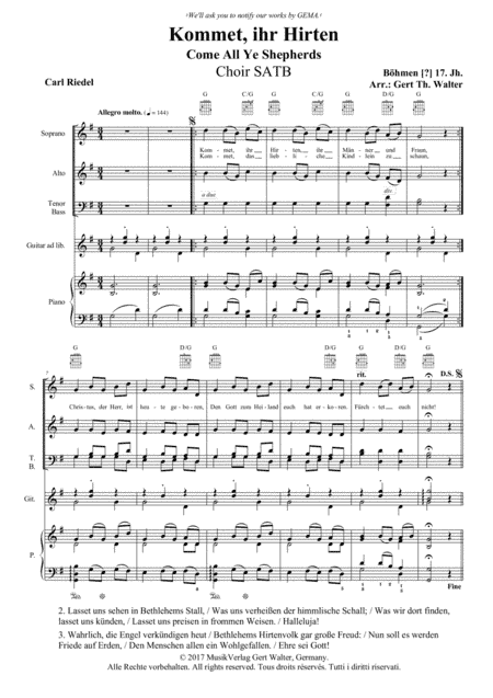 Come All Ye Shepherds (arr. Gert Th. Walter)