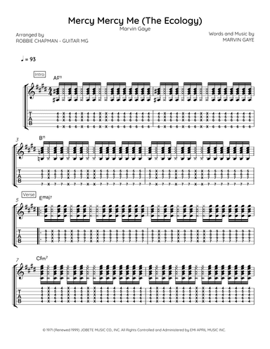 Mercy, Mercy Me (the Ecology) (arr. Robbie Chapman - Guitar MG)