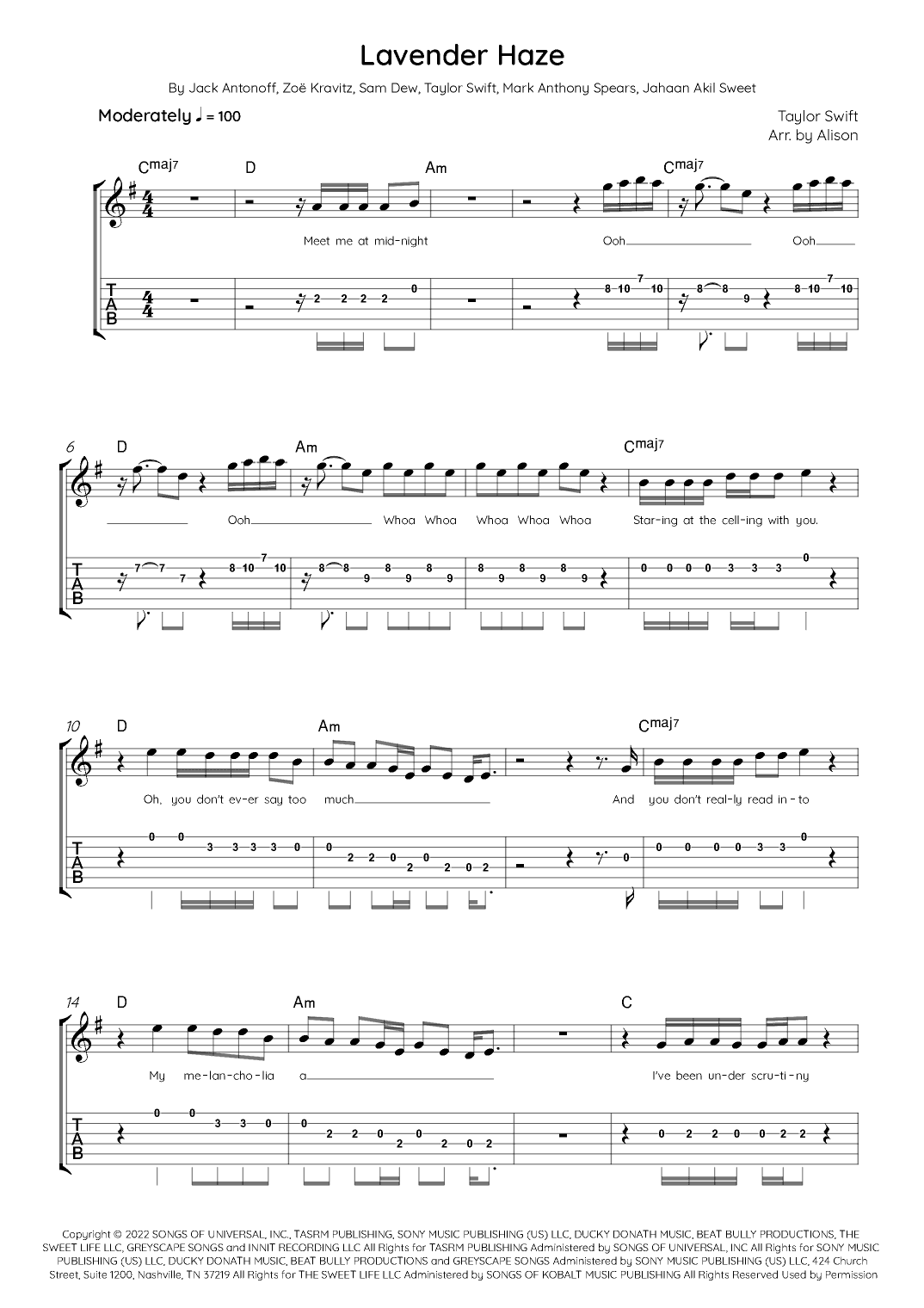 Lavender Haze (arr. Arr. Alison)