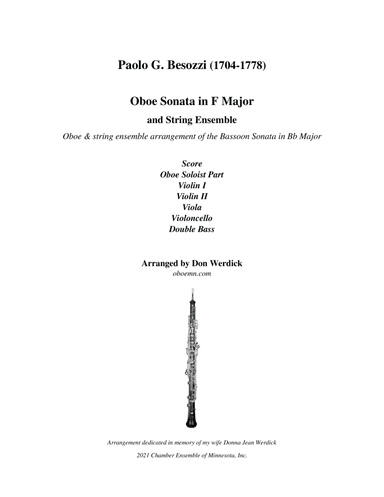 Oboe Sonata in F Major and String Ensemble (arr. Don Werdick (1946 - ))