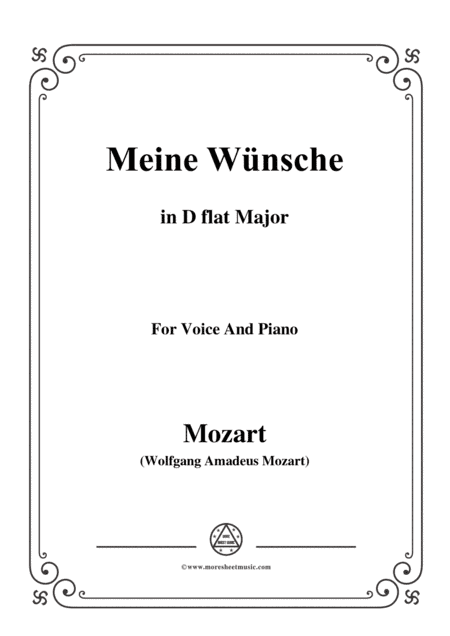 Mozart-Meine wünsche,in D flat Major,for Voice and Piano (arr. MSM)