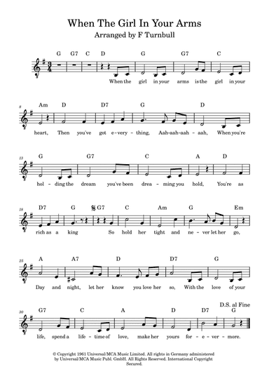 When The Girl In Your Arms Is The Girl In Your Heart (arr. F Turnbull)