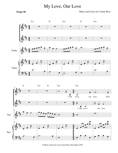 My Love, Our Love - violin, vocal duet and piano - wedding/love song