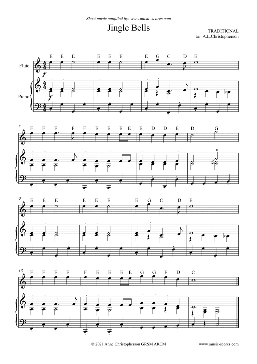 Jingle Bells - Very Easy Flute (arr. Anne L Christopherson GRSM ARCM)
