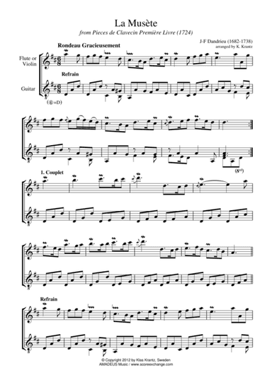La musete for flute or violin and guitar (arr. Amadeus Music)