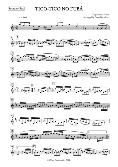 Tico-tico no Fubá - Soprano Sax Solo (arr. ACT Bortolucci)