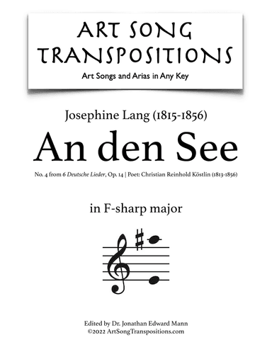 LANG: And den See, Op. 14 no. 4 (transposed to F-sharp major) (arr. ArtSongTranspositions.com)