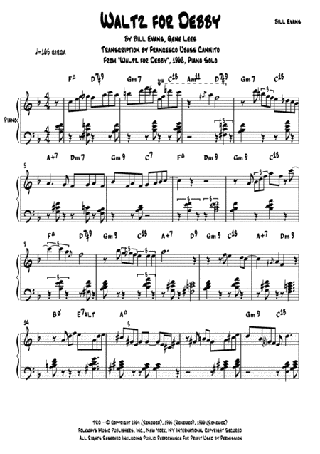 Waltz For Debby (arr. Francesco Cannito)