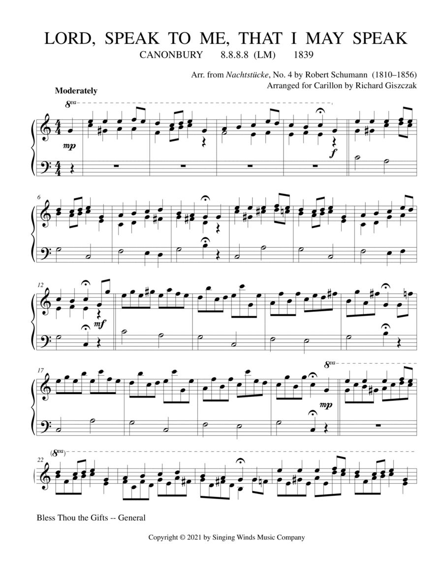 Lord, Speak to Me, That I May Speak (CANONBURY) (arr. Richard Giszczak)