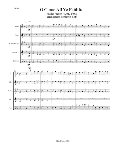 O Come All Ye Faithful for Wind Quintet (arr. Benjamin Hoff)