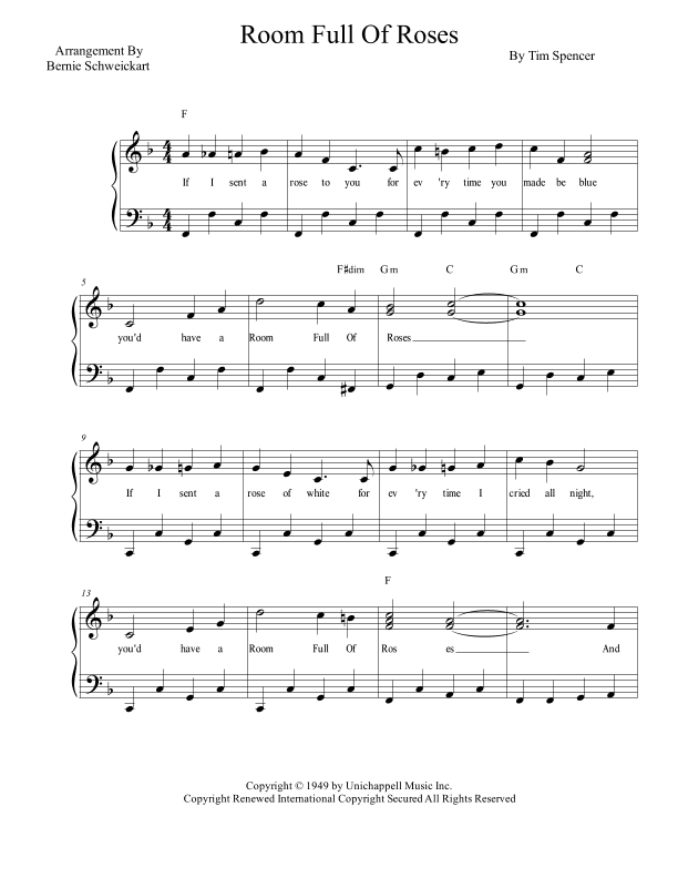 Room Full Of Roses (arr. Bernie Schweickart)