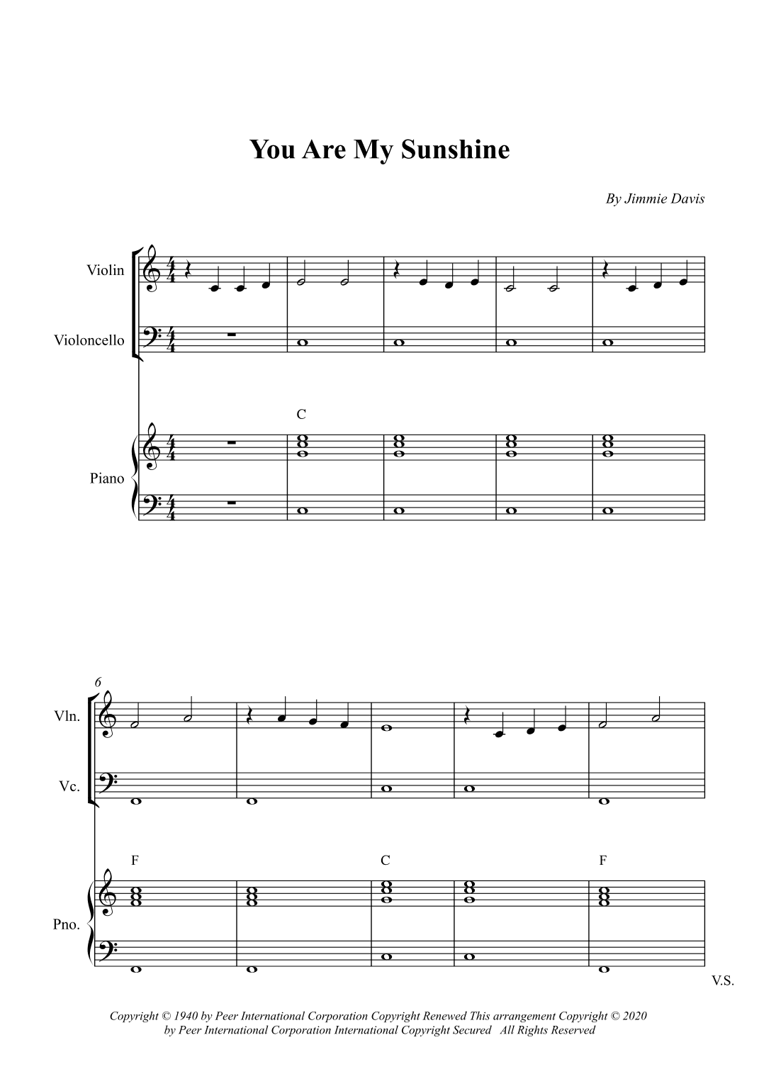 You Are My Sunshine (arr. Wesley S. SIlva)