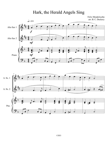 Hark, the Herald Angels Sing (Alto Sax Duet with Piano Accompaniment) (arr. B. C. Dockery)