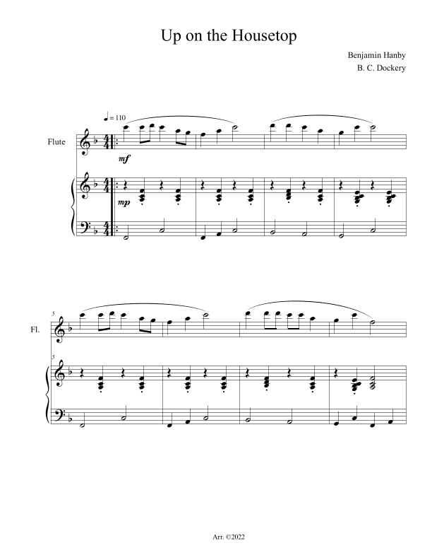 Up on the Housetop (Flute Solo with Piano Accompaniment) (arr. B. C. Dockery)