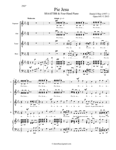 Pie Jesu (Opus 641) for SSAATTBB and 2-4 Hand Piano