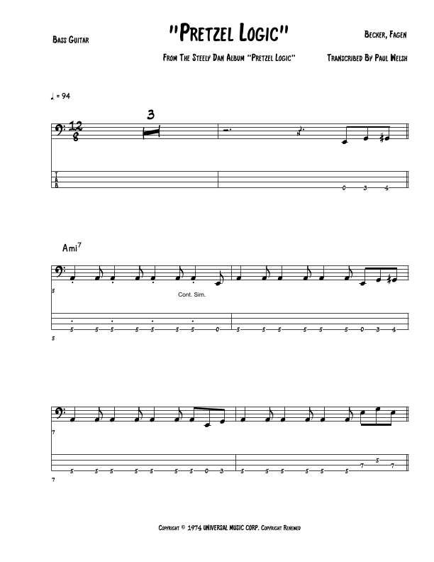 Pretzel Logic (arr. Accubass)