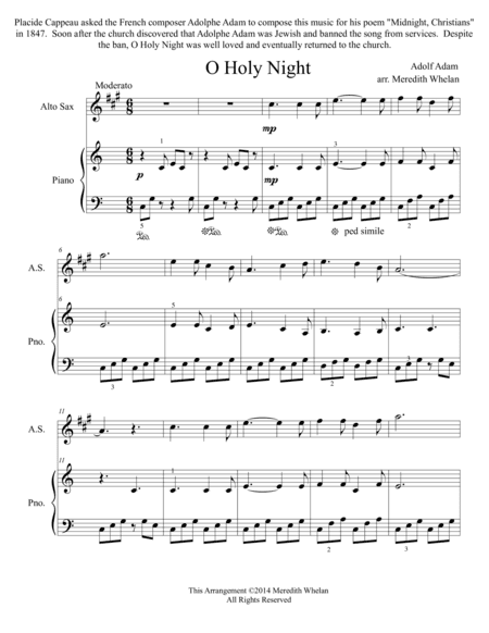 Christmas Duets for Alto Saxophone & Piano:  O Holy Night (arr. Meredith Whelan)