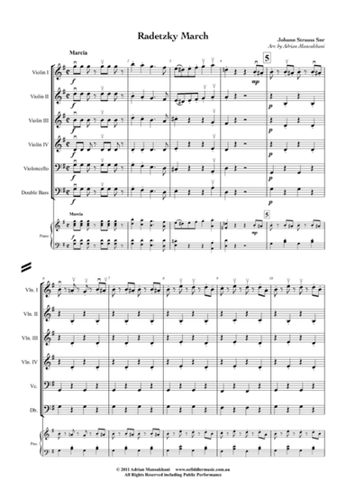 Radetzky March, by Johann Strauss Snr, arranged for School String Orchestra (with various levels of (arr. Adrian Mansukhani)