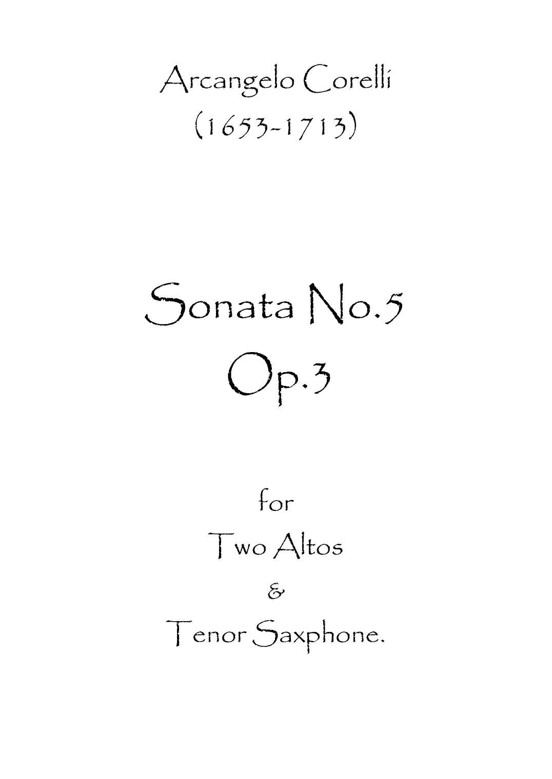 Sonata No.5 Op.3 (arr. Spence Bundy)