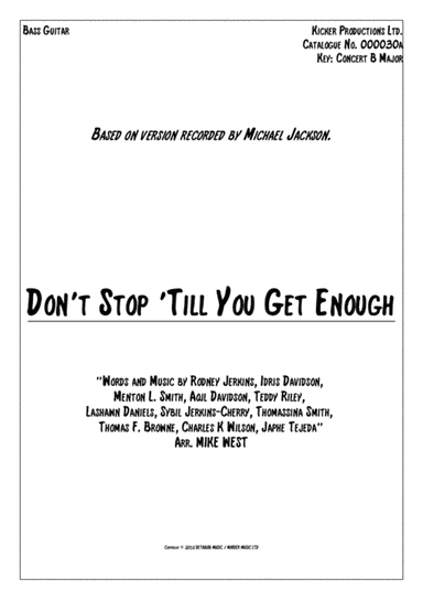 Don't Stop Til You Get Enough (arr. Mike West)